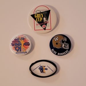 CFL Three Winnipeg Grey Cup & One Blue Bombers Buttons